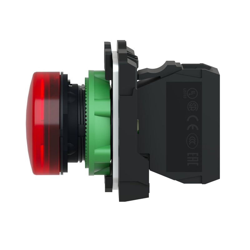 Schneider Electric XB5AVB4 Pilot light, plastic, red, Ø22, plain lens with integral LED, 24 V AC/DC