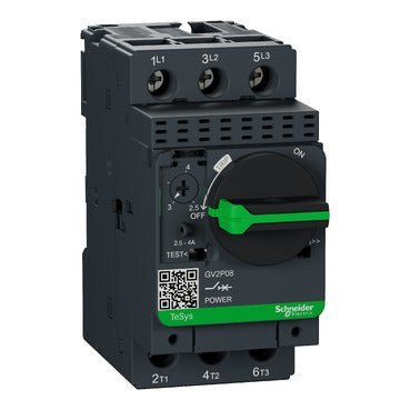 Schneider GV2P08 Motor circuit breaker, TeSys Deca, 3P, 2,5 - 4A 1,1kW, Rotary Han