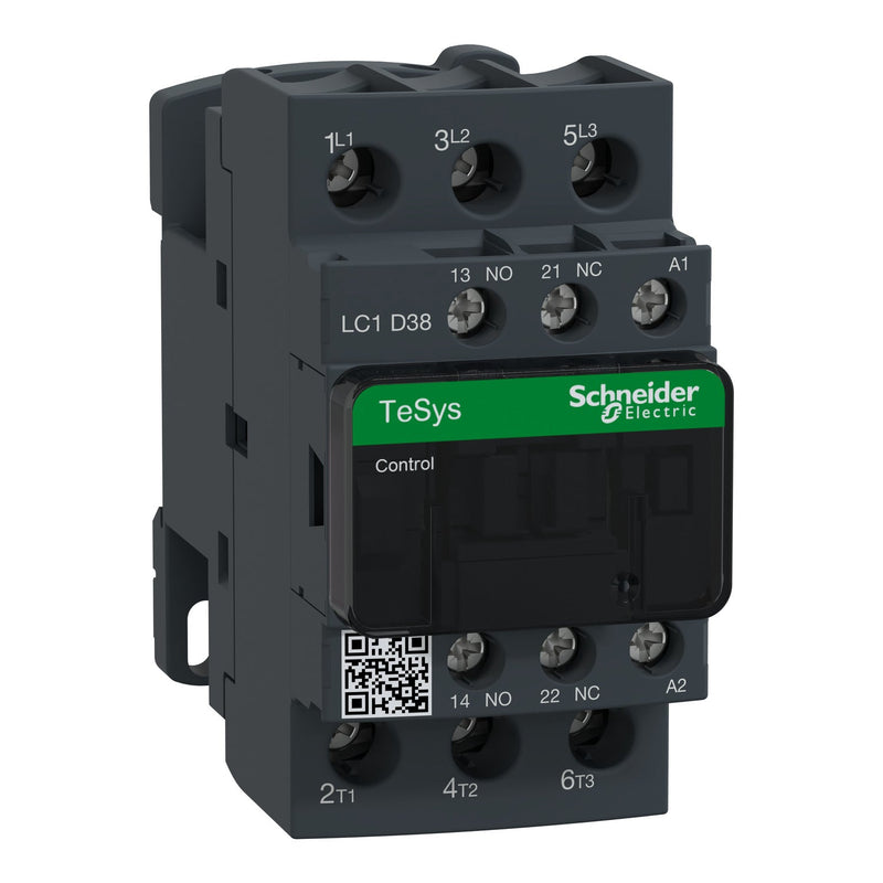 Schneider LC1D38F7 Contactor, TeSys Deca, 3P(3NO) 440V 38A 110VAC 50/60Hz Coil