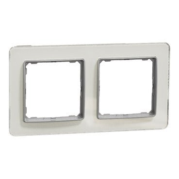 Schneider SDD360802 Frame, Sedna Design & Elements, 2 Gangs, White Glass