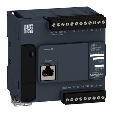 Schneider TM221C16R Logic Controller, Modicon M221, 16 I/O, 7 Relay Outputs, 100