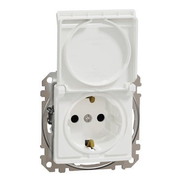 SDD111024 Schneider Electric Sedna Single socket earthed with lid, white - Gabby Electric