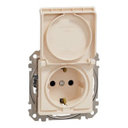 SDD112024 Schneider Electric Sedna SSO Socket outlet with lid 2P + E, dark beige - Gabby Electric