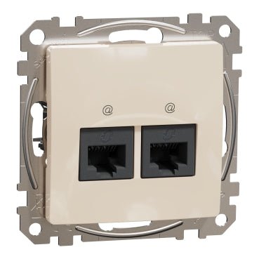 SDD112452 Schneider Electric Sedna Data outlet 2xRJ45 CAT5E UTP, dark beige - Gabby Electric