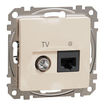 SDD112469T Schneider Electric Sedna TV + data socket RJ45 CAT6 UTP, dark beige - Gabby Electric