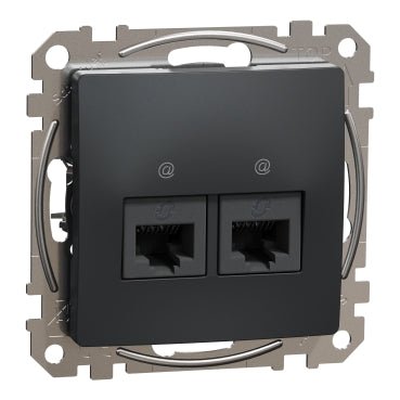 SDD114452 Schneider Electric Sedna Data outlet 2xRJ45 CAT5E UTP, anthracite - Gabby Electric