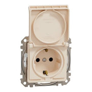 SDD212024 Schneider Electric Sedna SSO Socket outlet with lid, dark beige IP44 - Gabby Electric