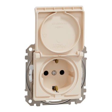 SDD212024 Schneider Electric Sedna SSO Socket outlet with lid, dark beige IP44 - Gabby Electric