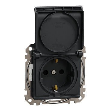 SDD214024 Schneider Electric Sedna SSO IP44 Socket outlet with lid, anthracite - Gabby Electric
