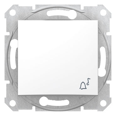 SDN0800121 Schneider Electric Sedna - 1pole pushbutton - 10A bell symbol, without frame white - Gabby Electric