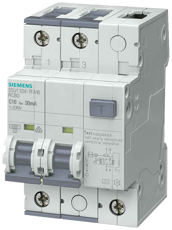Siemens 5SU1324 - 7FA06 SENTRON RCBO 2P Type A C 6A 30mA 10kA