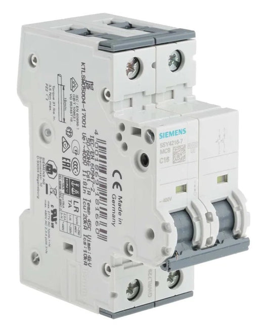 Siemens 5SY4216-7 Miniature Circuit Breaker 2P C16A 10kA