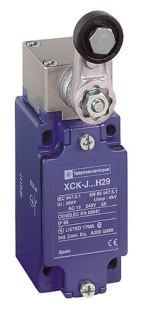 Telemecanique XCKJ10513H29 metal limit switch with steel roller lever 1NC+1NO