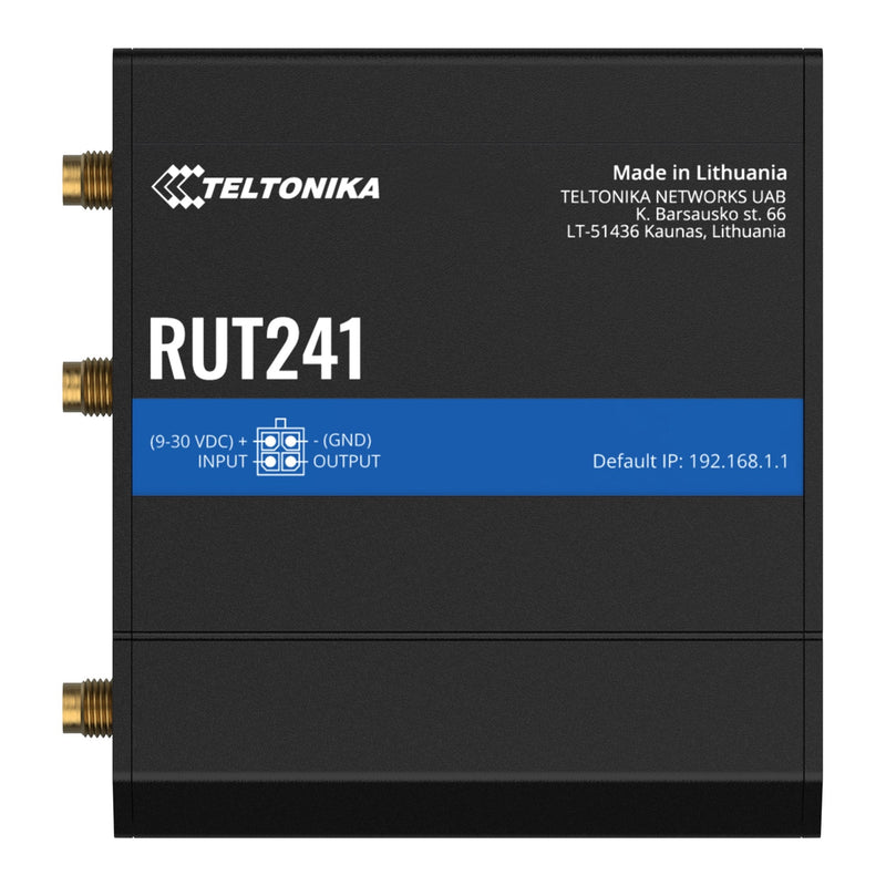 Teltonika RUT241 RUT241010000 4G LTE Cat 4 Industrial Router, top view