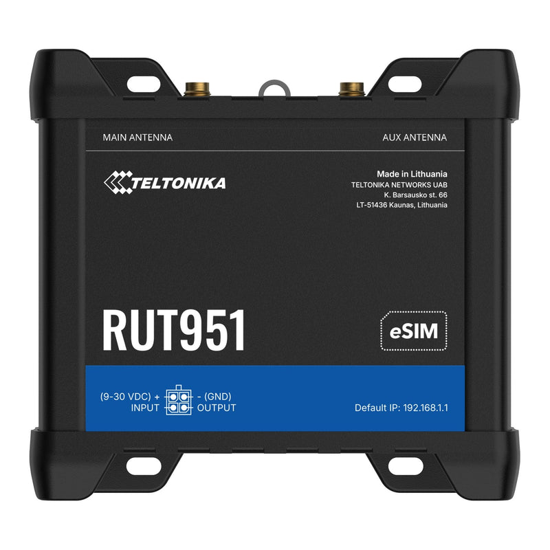 Teltonika RUT951 RUT951000000 4G LTE Cat 4 Dual-SIM Router, top view