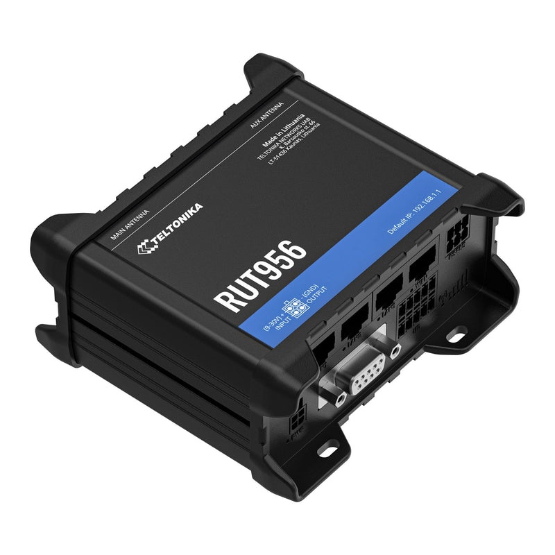 Teltonika RUT956 RUT956200000 4G LTE Dual-SIM Router, angled view