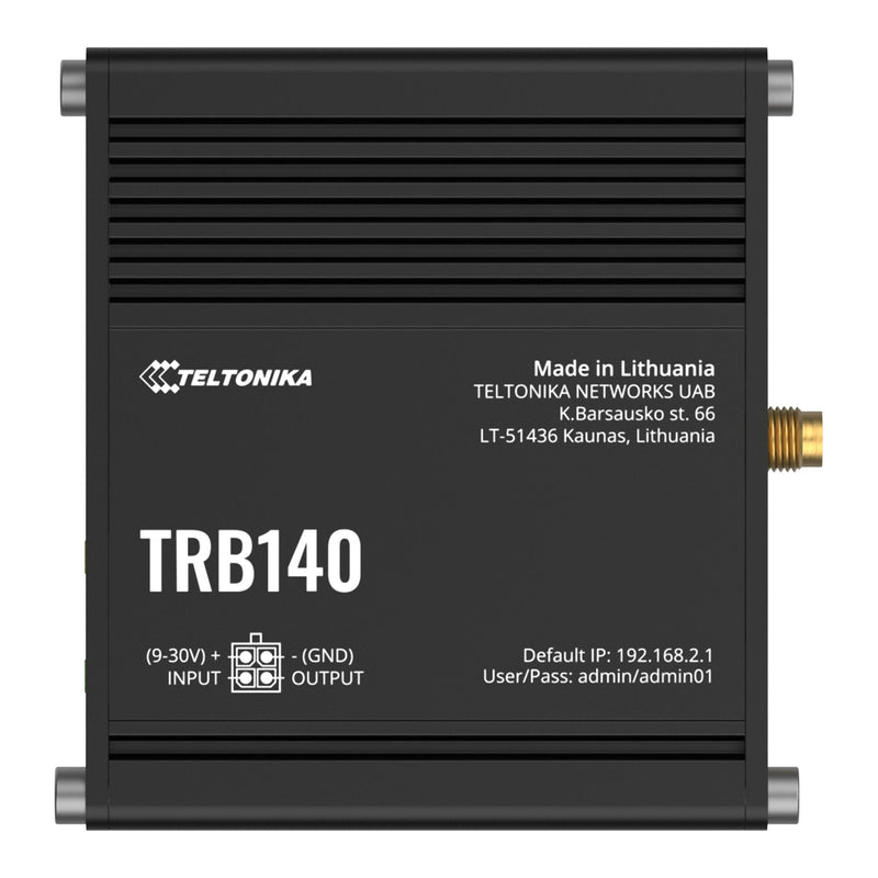 Teltonika TRB140 TRB140003000 4G LTE Cat 4 Industrial Ethernet Gateway, top view