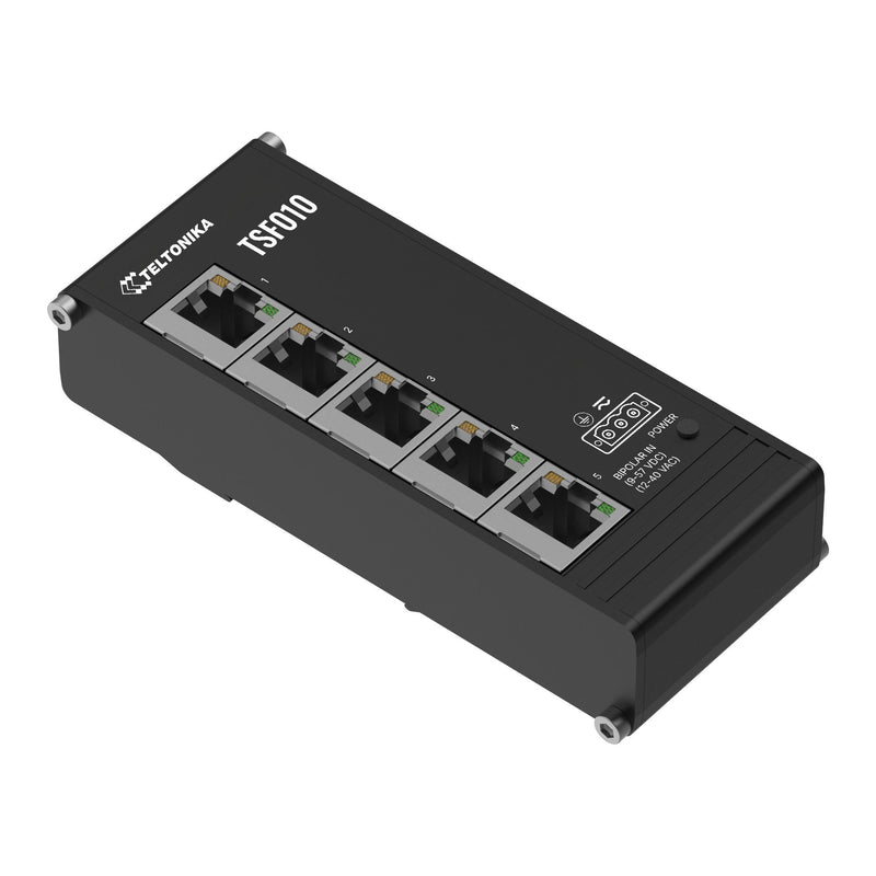 Teltonika TSF010 TSF010000000 Flat Unmanaged Switch, angled view