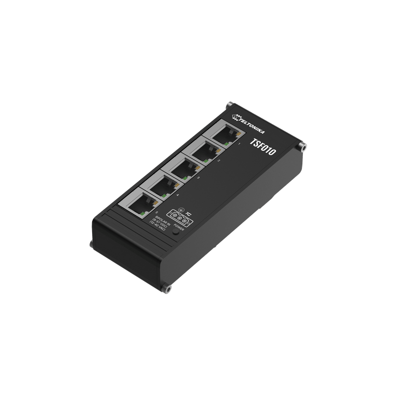 Teltonika TSF010 TSF010010000 flat unmanaged 5-port Ethernet switch, AC/DC input