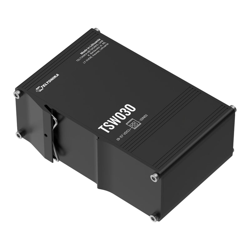 Teltonika TSW030 TSW030000000 Unmanaged DIN Rail Switch, angled view