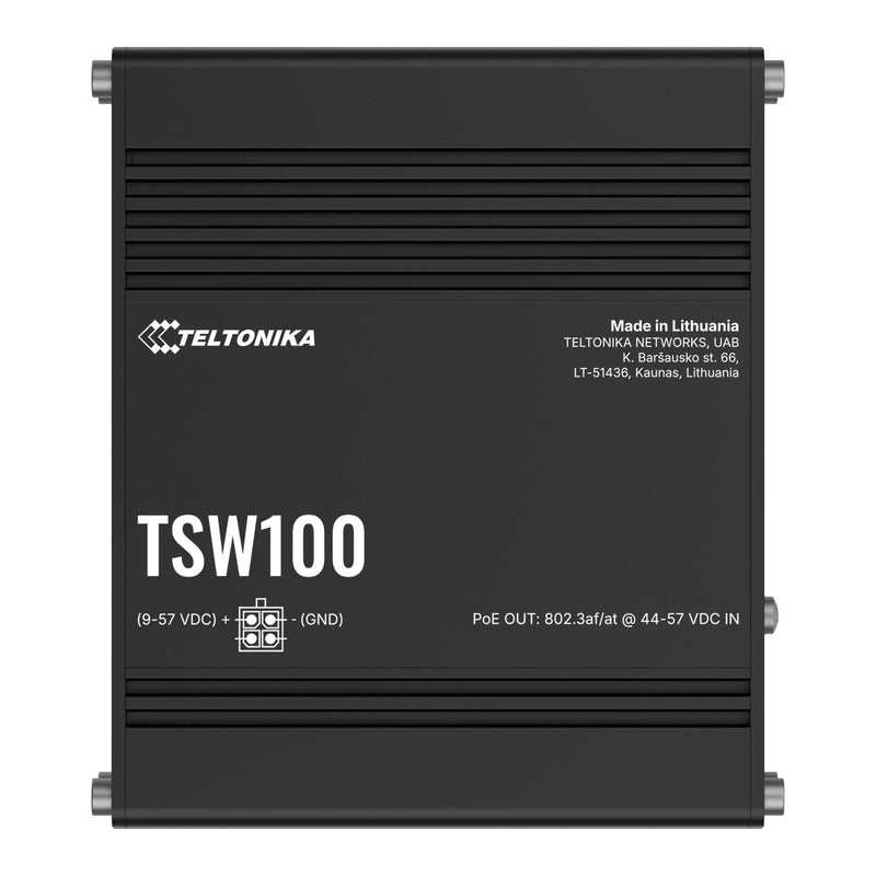 Teltonika TSW100 TSW100010000 PoE+ Switch, top view