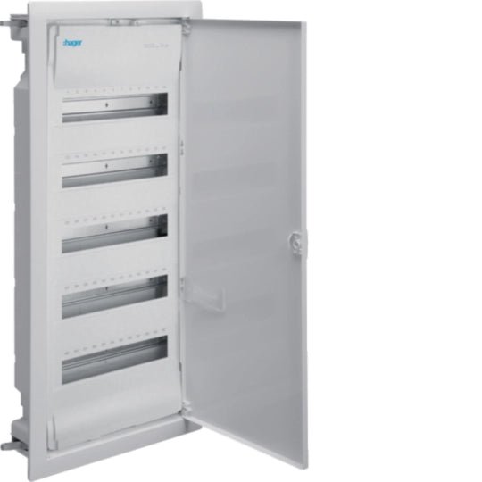 VH60NC Hager Volta Small Distribution Board, Cavity Wall Mounting 5x12 Metal Door, IP30 - Gabby Electric