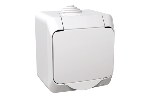 W1103010121 Schneider Electric GWN - 140PC Cedar Socket outlet 1 gang with side earth and cover 16A IP44, white - Gabby Electric