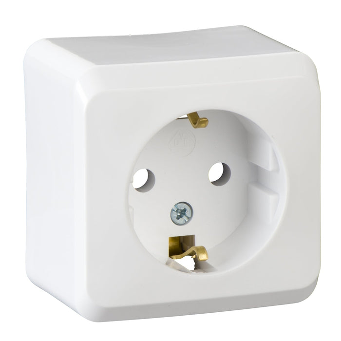 WDE001080 PRIMA - single socket outlet with side earth - 16A, white - Gabby Electric