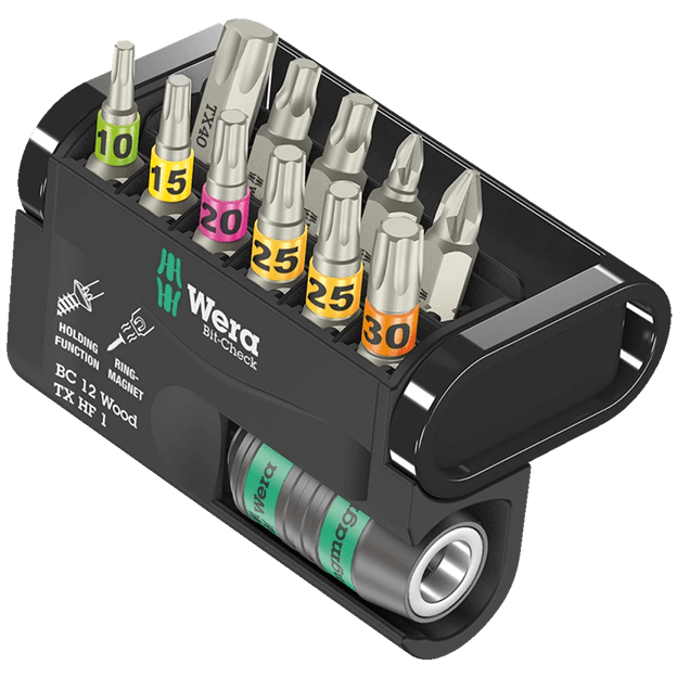 Wera 05057435001 Bit-Check 12 Wood TX HF 1 Bit Set 1/4' 12pcs