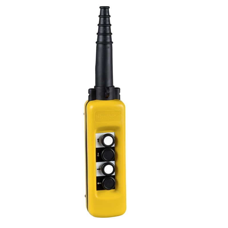 XACA471 Pendant control station, Harmony XAC, plastic, yellow, 4 push buttons with 1NO - Gabby Electric