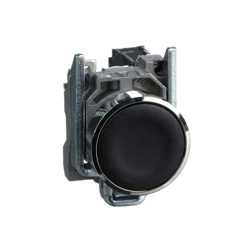 XB4BA21 Push button, metal, Harmony XB4, flush, black, 22mm, spring return, unmarked, 1NO