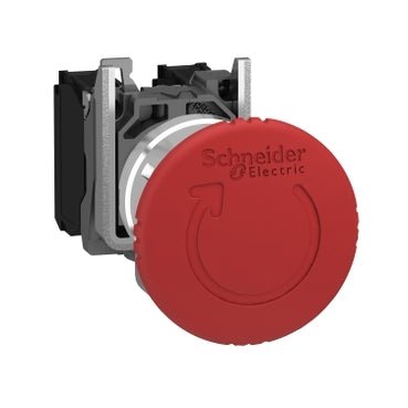 XB4BS8444 Schneider Electric Emergency Stop Button, Harmony XB4, Metal, Red Mushroom Ø40mm, Ø22mm 2NC - Gabby Electric