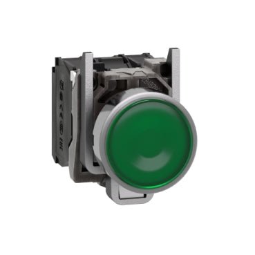 XB4BW33B5 Schneider Electric Illuminated Push Button, Harmony XB4, Metal, LED Ø22mm 1NO+1NC, 24VAC/DC, Green - Gabby Electric