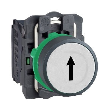 XB5AA3341 Schneider Electric Push Button, Harmony XB5, Plastic, Recessed White Ø22mm, Marked ARROW UP 1NO - Gabby Electric