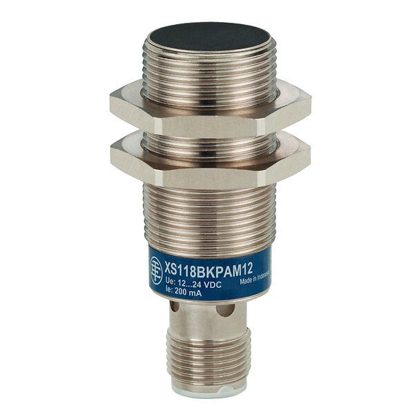 XS118B3PAM12 Telemecanique Inductive sensor XS1 M18, L50mm, Brass Sn8mm, 12 - 24VDC, M12 - Gabby Electric