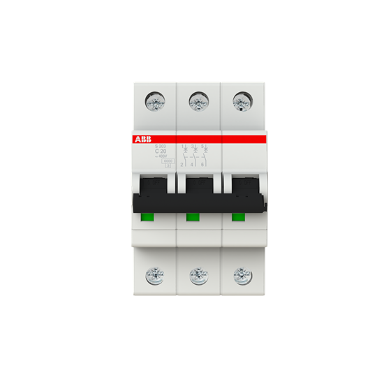 2CDS253001R0204 S203-C20 Miniature Circuit Breaker - 3P - C - 20 A