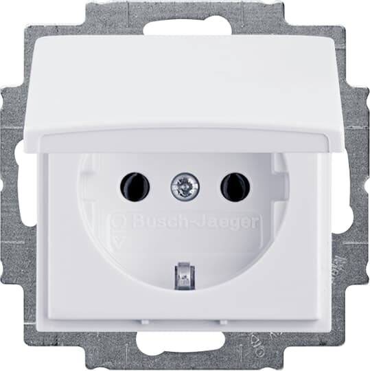 2CKA002018A0350 20 EUK-94-507 Cover Plates (partly incl. Insert) Protective Contact (SCHUKO) with Hinged Lid alpine white  - Basic55