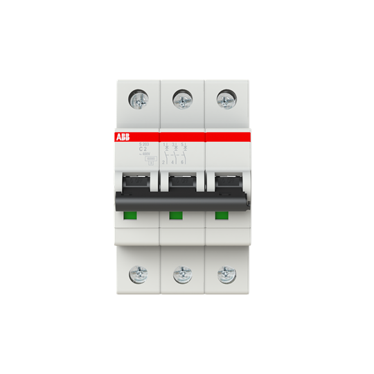 2CDS253001R0024 S203-C2 Miniature Circuit Breaker - 3P - C - 2 A