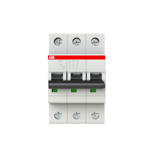 2CDS253001R0044 S203-C4 Miniature Circuit Breaker - 3P - C - 4 A