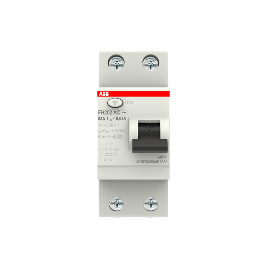 2CSF202004R1630 FH202 AC-63/0.03 Residual Current Circuit Breaker 2P AC type 30 mA