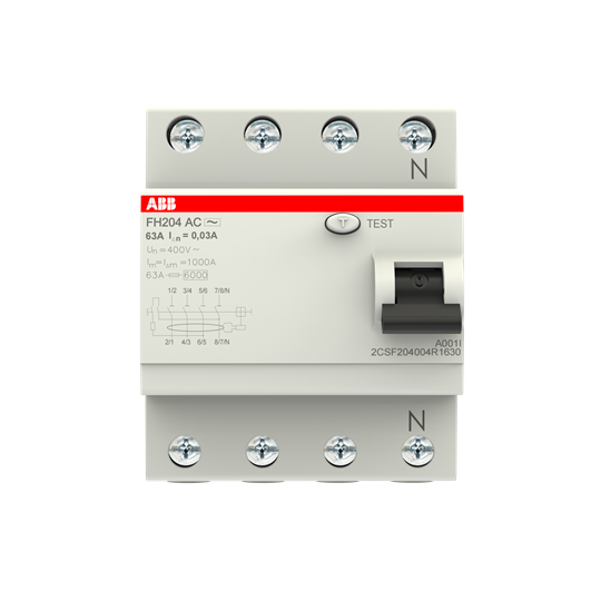 2CSF204004R1630 FH204 AC-63/0.03 Residual Current Circuit Breaker 4P AC type 30 mA