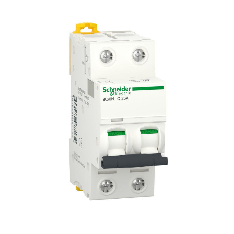 A9K24225 Miniature circuit breaker (MCB), Acti9 iK60N, 2P, 25A, C curve, 6000A (IEC/EN 60898 - 1)