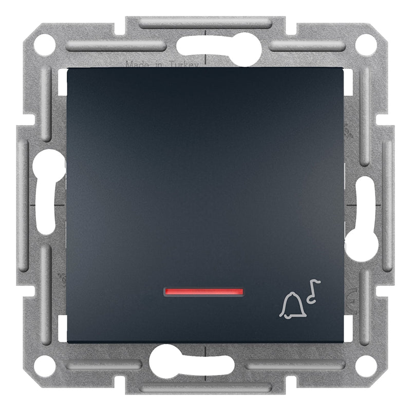 EPH1700171 1pole pushbutton with locator light "bell", screwless term, wo frame, anthracite - Gabby Electric