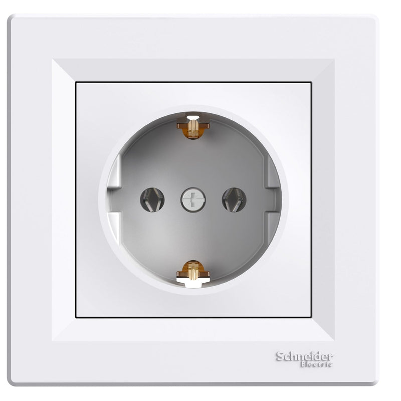 EPH2900121 Asfora - single socket outlet with side earth - 16A white - Gabby Electric