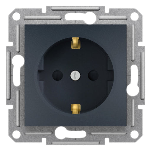 EPH2900271 Asfora - single socket outlet with side earth with shutters,wo frame, anthracite - Gabby Electric