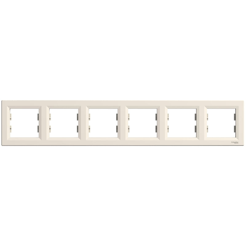 EPH5800623 Asfora - horizontal 6 - gang frame - cream - Gabby Electric