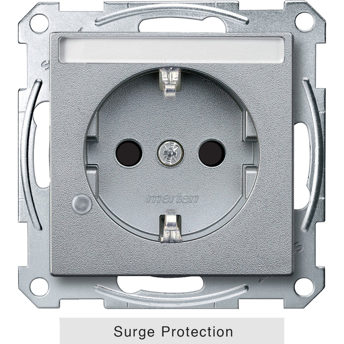 MTN2405-0460 SCHUKO sock.-out. w. surge prot.& label fld, shut., screw term., alum.,Sys.M