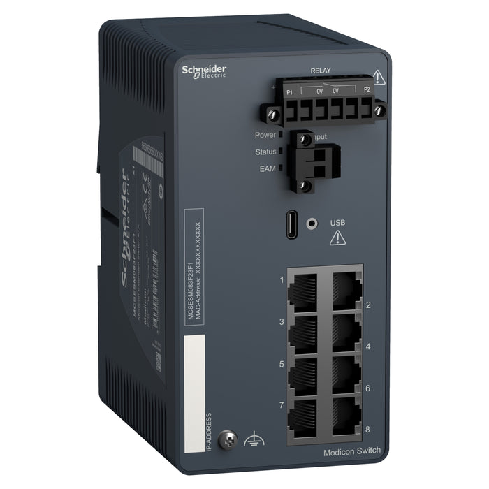 MCSESM083F23F1 Modicon Extended Managed Switch, 8 ports for copper