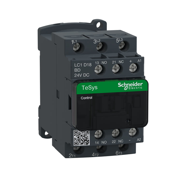 LC1D18BD Contactor TeSys Deca, 3P(3NO),AC-3/AC-3e,&lt;=440V 18A,bobina de 24V CC