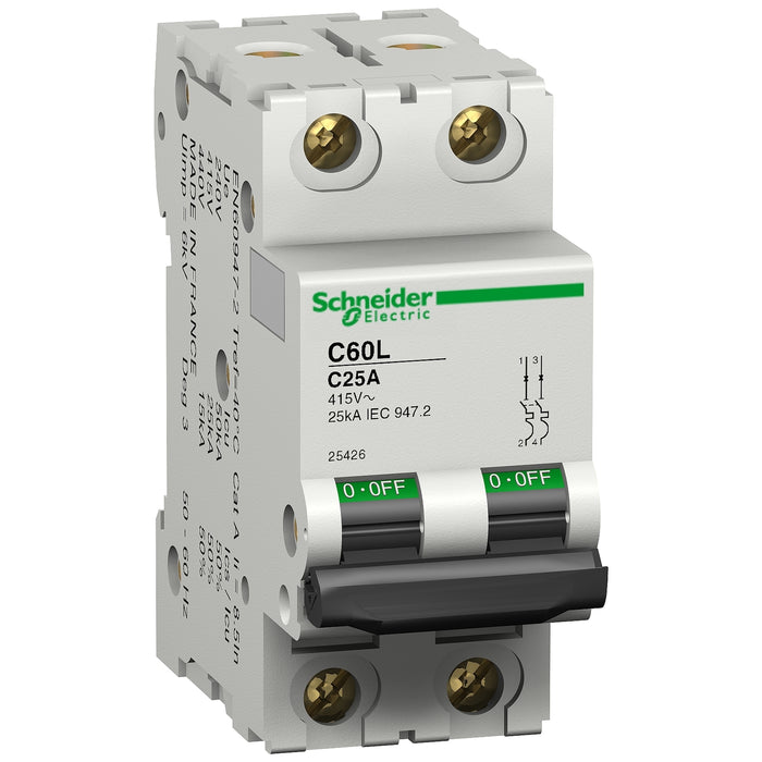 25430 C60 - circuit breaker - C60L - 2P - 63A - C curve